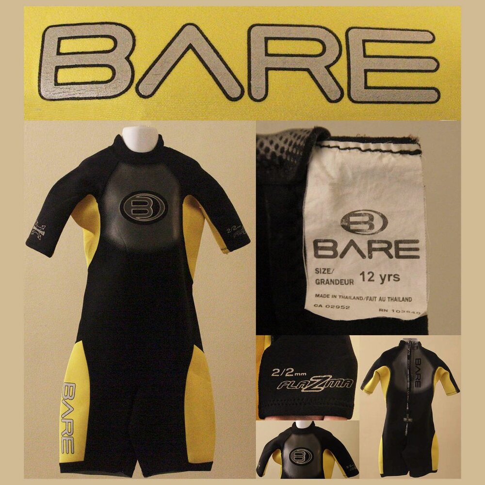 BARE Wet Suit Youth Size 12 Year Old, Black And Yellow